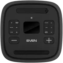 Kolonėlė Party Box SVEN PS-1250, juoda (300W, TWS, IPx4, Bluetooth, FM, USB, microSD, LED ekranas, 13500mAh)