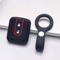 Key Case Cover for Nissan march versa almera primera pathfinder navara d22 with Keychain Anti-Scratch Guard Shockproof Protection Soft Grip Texture juoda