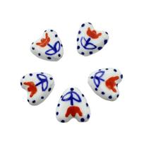 5pcs/set Double Sided Heart Shape Ceramic Beads Small Spacer Bead Jewelry Making Colorful Phone Chain Accessory