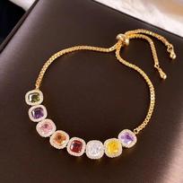 Multicolor Geometric Cube Bracelet Luxury Adjustable Gold Bracelet  Ornament Gifts spalvota