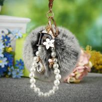Decorative Keychain Panda With Plush Pom Pom Ideal For Gifts And Lovers Fashion Cream
