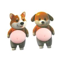 Pinch the big-bellied puppy 3D Shiba Inu Dog Belly Sticker silicone self-adhesive Anti-collision sticker Phone care home Decor