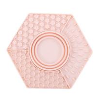 Foldable Silicone Slow Feeder Bowl & Mat 2-in-1, Non-Slip Anti-Choke Pet Licking Mat for Cats & Small Medium Dogs rožinė