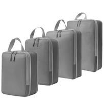 4pcs Compression Packing Cubes Set Travel Luggage Organizer Bags with Waterproof Handle Space-Saving Compression Storage Pouches pilka