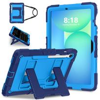 Shockproof Protective Case for Samsung Galaxy Tab S9FE S10FE S10 lite Sturdy Hybrid Kickstand Cover Crossbody Strap Pen Slot for Galaxy Tab S9 FE mėlyna