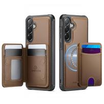Skirta Samsung Galaxy A37 A57 dėklas-piniginė su magnetu, RFID apsauga, magnetinis kortelių laikiklis 2 viename, nuimamas stovas, atsparus smūgiams For Galaxy A57 rožinė