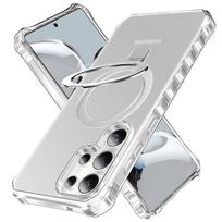 For Samsung Galaxy S25 Ultra/S24 Ultra Plus Case, with Magnetic Ring Stand [Curly Edge] [Wireless Charging] [Reinforced Corners] For Galaxy S24 Ultra