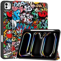 For iPad Pro 11 M4 2025 with Pen Holder-[Tri-fold Stand +  Auto Wake/Sleep], Colorful Premium PU Leather Case Shockproof Shell iPad Pro 11 M4 2024