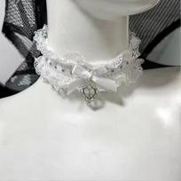 Cute Love Heart Lace Necklace Y2K Party Jewelry Lolita Choker Role Play Accessory Punk Cosplay Necklace Women balta
