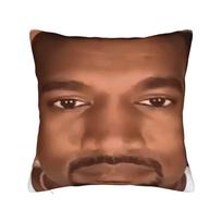 Kanye West Stretched Meme Pillowcase Printed Polyester Cushion Cover Decorations Pillow Case Cover Home Zippered 45*45Cm Peach skin 18*18(CM)-1Pcs