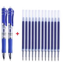 2Pen+10 Refill Press Gel Pen Juodas/mėlynas/raudonas rašalo kulkų spyruoklinis rinkinys 0,5 mm mokykliniai reikmenys (ne 2 pen,10 refills mėlyna