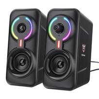 Onikuma L6 Computer Speaker, Home Wired Subwoofer, Heavy-duty Gaming, Stereo, Noise Reduction, High-definition Quality RGB Light 17.4*11.5*8 juoda