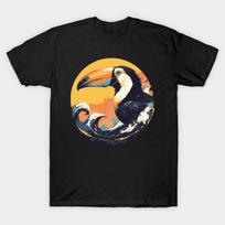 Men Black Print T-shirt Tucan No-Cut Transfer Paper Print Cotton Tshirt S juoda