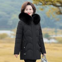 Middle-aged and elderly cotton-padded women's  winter thickened large fur collar mother's down cotton-padded clothes popular jackets are popular XL juoda