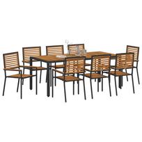 Garden Dining Set 9 pcs Black and Brown Poly Rattan