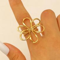 Sweet Romantic Dopamine Colored Crushed Stone Stainless Steel Line Flower Opening Rings Earrings for Women Fashion Jewelry Sets resizable