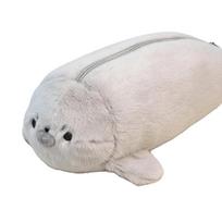 Simuliacinės tekstūros mažo ruonio pieštukinė, didelės talpos raštinės reikmenų laikymo krepšys, kasdieniam naudojimui Grey Seal