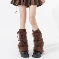 Winter Warm Furry Leg Warmers Y2K Lolita Girls Foot Cover JK Janpanese Stockings Winter Warm Thickened Harajuku Loose Long Socks 35-39 kava