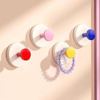 Colorful Suction Cup Multi-Funcationl Single-Tier Strong Load-Bearing Seamless PP Bathroom Hook S raudona
