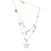 Elegant Multiple Strands Beaded Shell And Starfishes Necklace For Parties And Gifts