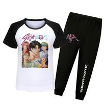Kpop Demon Hunters Saja Boys Pattern Kids Long Pants Pajama Set With Polyester Cotton Material For Indoor Use 110cm juoda
