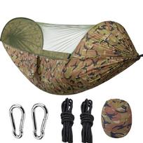 2-in-1 Camping Hammock with Mosquito Net Reversible Lightweight Portable Hammock with Sunshade for Outdoor Hiking & Backyard armijos žalia spalva