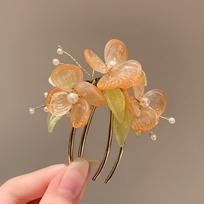 Cute Hair Comb Chinese Style Hair Stick U Shape Flower Hanfu Hairpin Pearl Hanfu Headwear Cheongsam Accessories