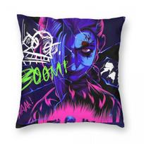 Jinx Jayce Viktor Jesus Sevika Arcane Movie Pillowcase Printing Cushion Cover Decorative Throw Pillow Case Cover Bedroom Square Peach skin 18*18(CM)-1Pcs blue