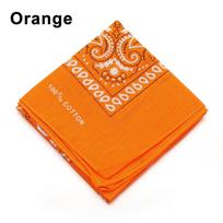 100% Cotton Handkerchief Headwear Paisley Bandana Printed Square Scarves Hair Band Wristband 1PC-orange