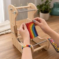 Reguliuojamas karoliukų staklės rinkinys Audimas Pasidaryk pats Praktiški Ergonomiški Kampuoti Papuošalų gamybos aksesuarai Wood brown