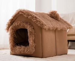 Foldable Cat Bed Pet Dog House Winter Cat Villa Sleep Kennel Removable Warm Nest Enclosed Tents Cave Sofa Pet Supplies S(30x36x31cm)