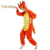 Vienos dalies animaciniai dinozauro pižama Cosplay kostiumas Helovino vakarėliams Vaidmenų žaidimo apranga Storas flanelinis miegui skirtas drabužis Žiemos šiluma Namų drabužiai S oranžinė