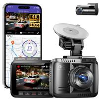AZDOME GS63Pro Brūkšnio kamera su priekine ir galine dviguba HDR vaizdo korekcija, infraraudonųjų spindulių naktinis matymas, 128GB eMMC, LCD, parkavimo judesio perrašymas, lengvas valdymas, 4K+1080P