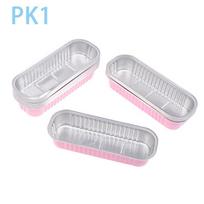 10 vnt. Mini keptuvės su dangteliais/be 6,8 Oz stačiakampės aliuminio folijos kepimo skardos Daugkartinio naudojimo mini duonos indai Muffin formelės 1 rožinė