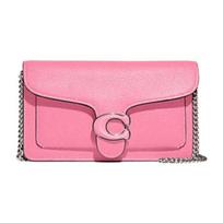 Coach Tabby 21 Flap Closure Pebble Leather Shoulder Crossbody Clutch Small Women Bags Pink CJ350-LHVDT Basic Set (Bag+Dust Bag)