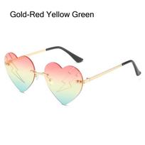 Krašto pjūvio Žaibo Širdies Akiniai Nuo Saulės Be Rėmelių Gradiento Širdies Atspalviai Moterims ir Vyrams Gold-Red Yellow Green beige