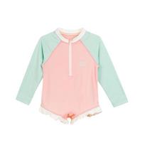 LUSON Baby Girls' Long-Sleeve UPF50 Quick-Dry One-Piece Swimsuit 120 abrikosas