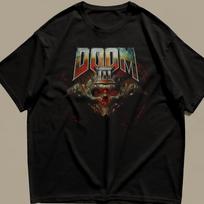 DOOM 3 Vintage Demonic T-Shirt, Retro Horror Game Tee, Dark Sci-Fi Graphic Shirt L