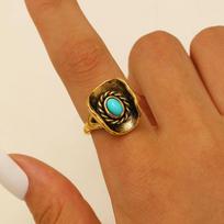 Fashion Retro Ethnic Inlay Turquoise Western Cowboy Hat Ring Adjustable Opening Rings for Women Men Carnival Punk Finger Jewelry resizable