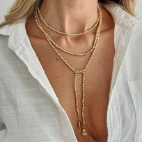 SHIXIN Fashion Gold Color Love Heart Pendant Necklace Women Vintage Beaded Chain Long Necklace Sweater Chain Jewelry Accessories