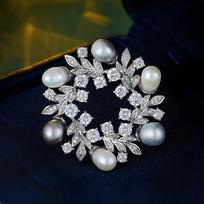 Olive Leaf Brooch - High-end Women's Elegant Pearl Wreath Brooch with Light Luxury Design Touch. sidabras