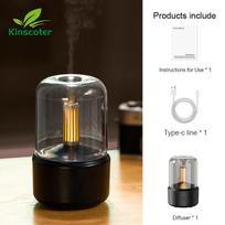 Candle Light Aroma Diffuser, Portable 120Ml Electric USB Air Humidifier 3D Flame Aromatherapy Living Room Bedroom Diffusers USB juoda