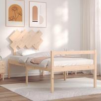 Bed For Senior, Frame With Headboard, 90X200 Cm, Solid Wood