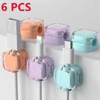 6pcs Magnetic Cable Management Clips Multi-Colored Data Cable Cord Organizer Desk & Wall Mounted Hooks For Phone Data & Charger