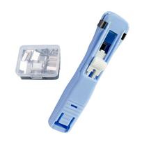 Portable Binder Clip Stapler 45 Sheets Capacity Paper Fastener with 50 Metal Refills Reusable Stapler for Teacher Student Office mėlyna
