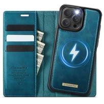 For iPhone 16e 16 15 14 13 12 11 Pro Max Detachable Wallet Case Compatible with Magsafe, 2-in-1 PU Leather Flip RFID Blocking For iPhone 11 mėlyna