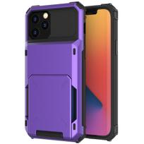 Card Slots Wallet Case For iPhone 13 11 12 Pro Max Mini 7 8 Plus X XS Max XR SE 2020 Cover Slide Armor Wallet Card Slots Holder for iPhone 15 ProMax violetinė