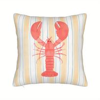 Lobster Pattern Decorative Cushion Cover - Fun Coastal Throw Pillow Case For Sofa Peach skin 18*18(CM)-1Pcs white