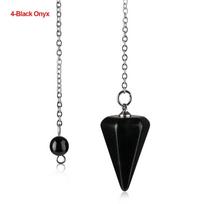 Chain Rose Quartz Hexagon Pyramid Gemstone Rock Amulet Crystal Reiki Pendulum Pendant Natural Stone 4-Black Onyx