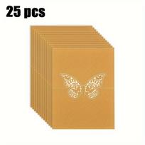 25 vnt. 3D drugelio vizitinės kortelės Auksinės vizitinės kortelės Lazeriu pjaustytos dizaino stalo kortelės Svečio vardo lentelės nustatymas Priėmimo maisto logotipas 25pcs